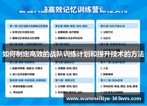 如何制定高效的战队训练计划和提升技术的方法